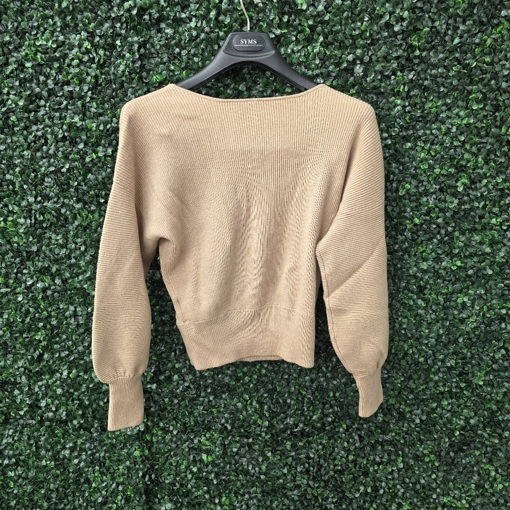 Sofia Jeans by Sofia Vergara Women's Crossover Back Sweater - Beige, Size Large